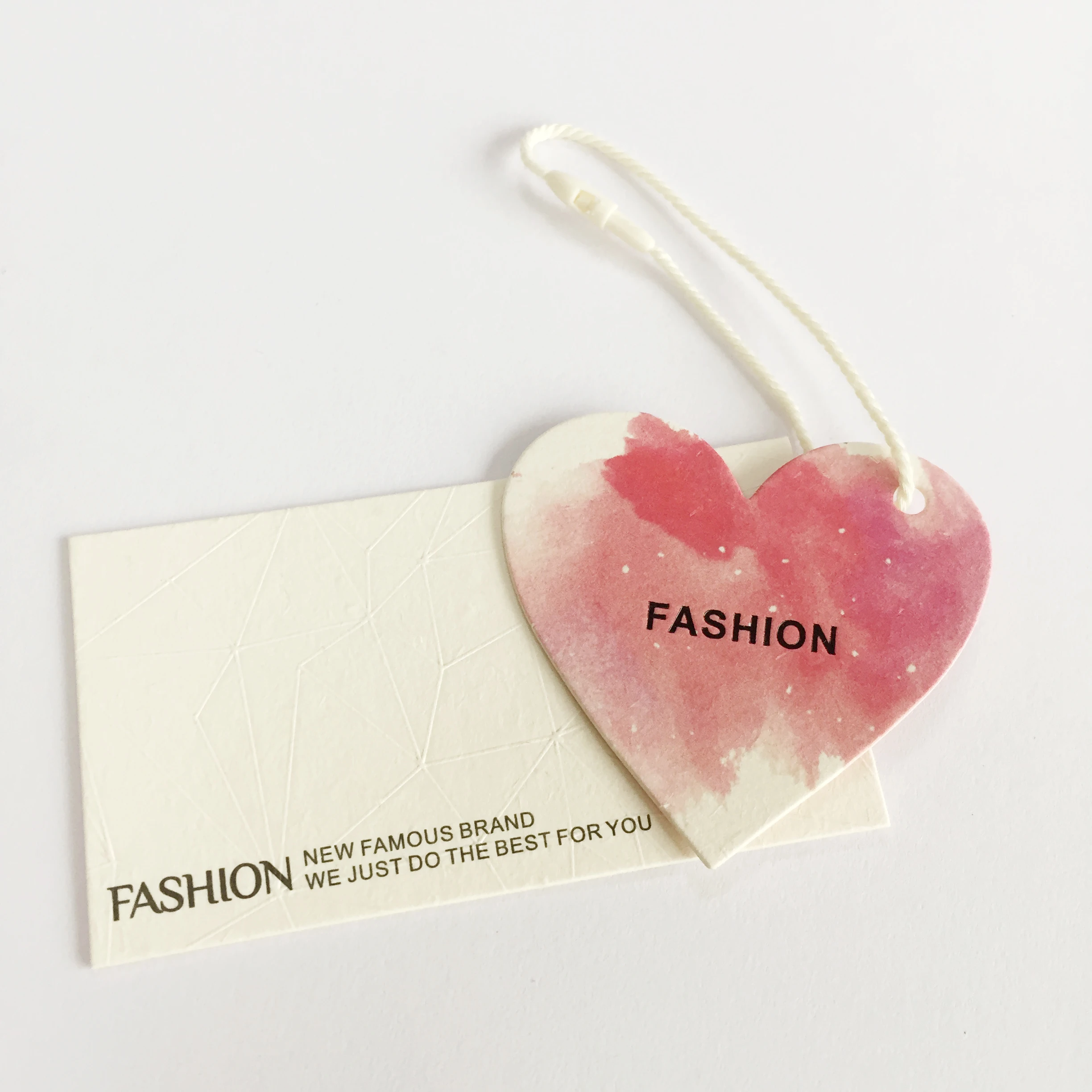 Factory wholesale custom logo tag silver foil embossed garment paper tag including rope