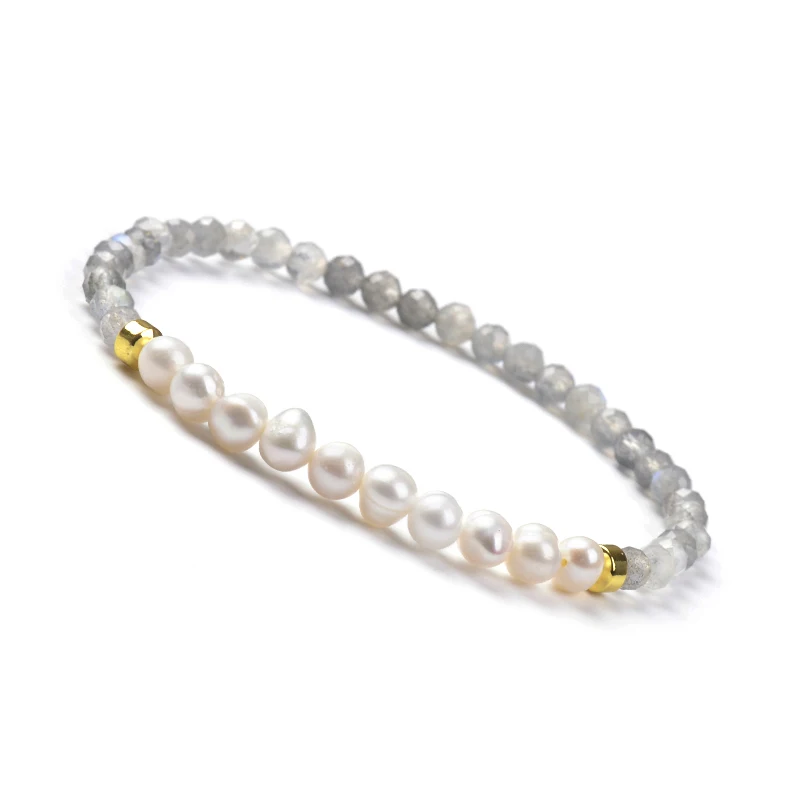 Customized Fashion Jewelry Semi-Precious Natural Stone Seed Beads Gemstone and Freshwater Pearl Stretchable Bracelet For Women
