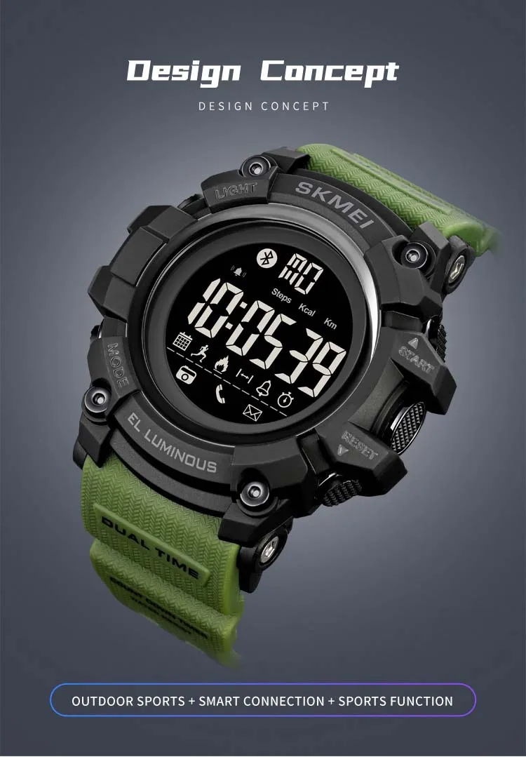 SKMEI 2053 fashion super black mens smart watch latest Silicone band bluetooth step counting running sports watch supplier