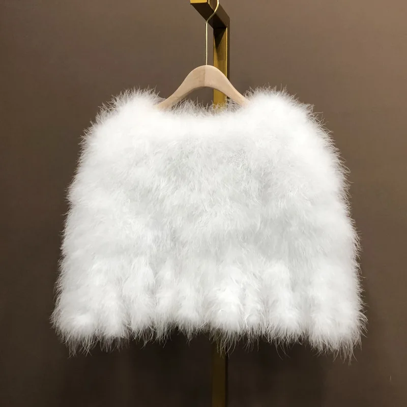 Lady shawl fur cloak tassel winter pure color wedding dress with trade custom wholesale Turkey ostrich shawl