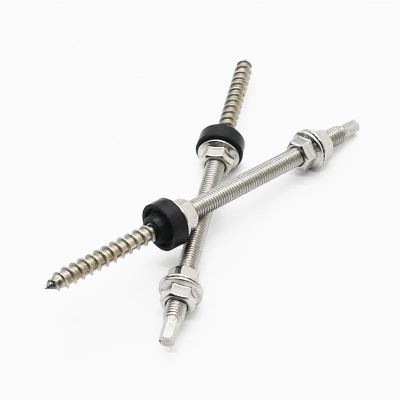 wholesale M6 M8 M10 stainless steel roofing bolts hanger bolt with epdm washer and flange nuts for solar penal