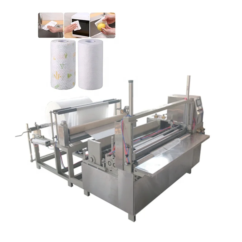 Automatic Non-woven Kitchen Towel Slitter Rewinder Cleaning Rug Towel Roll Cutting Rewinding Slitting Perforating Machine