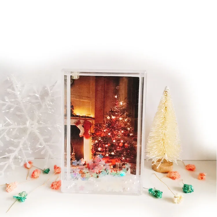 Christmas Gift 2.1x3.4inch Plastic Mini Instax Glitter Picture Photo Frame