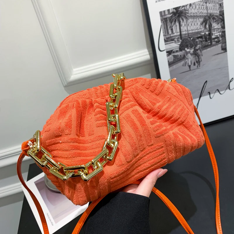 2022 Fashion Cute Velvet Cloud Clutch Bag Bright Color Neon Summer Women Lady Purse Handbag