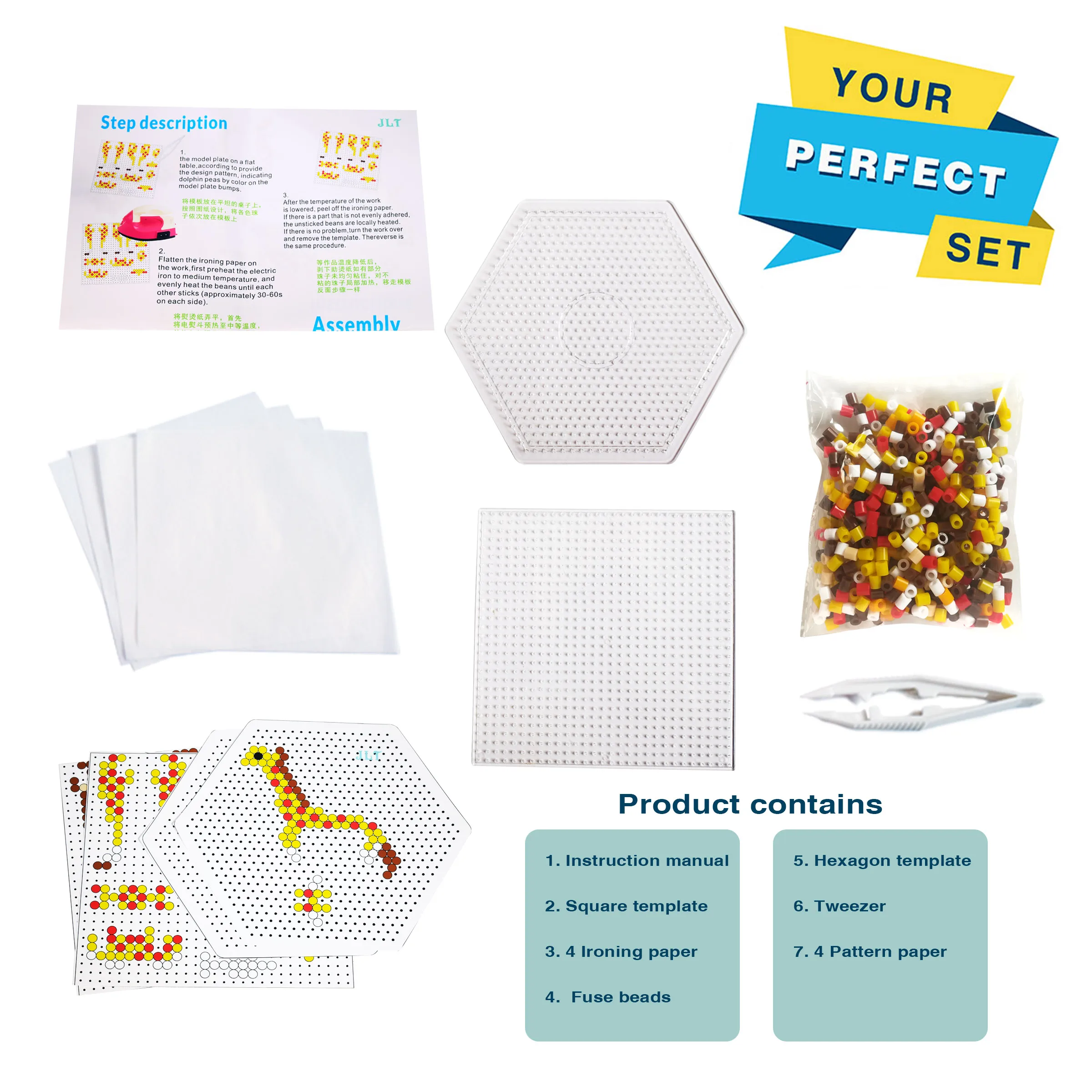 Funny color box 5mm PVA bead kids educational toys diy fuse beads diy 5mm perler hama fused beads kit
