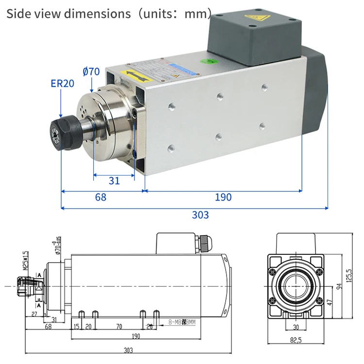 spindle motor 2.2kw Air Cooled ER20 spindle for CNC router engraving milling grind machine