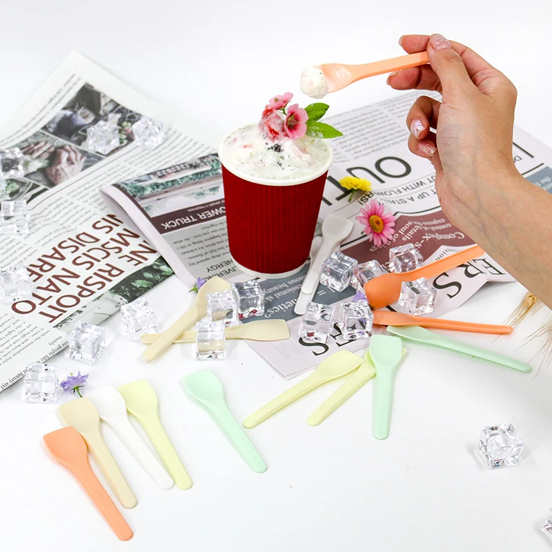 Одноразовые 100% CPLA ложка для мороженого мини ложка йогурт ложки для мороженого одноразовые
