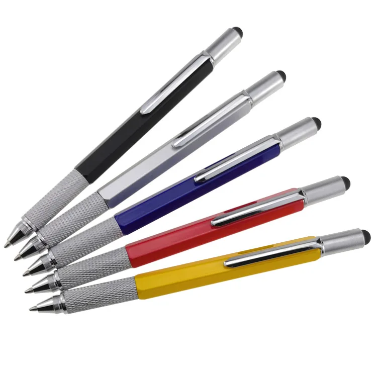 Modern Design Overvalue Handy Tech Tool Ballpoint Pen Screwdriver Ruler Spirit Level 6 in 1 multi-function pen