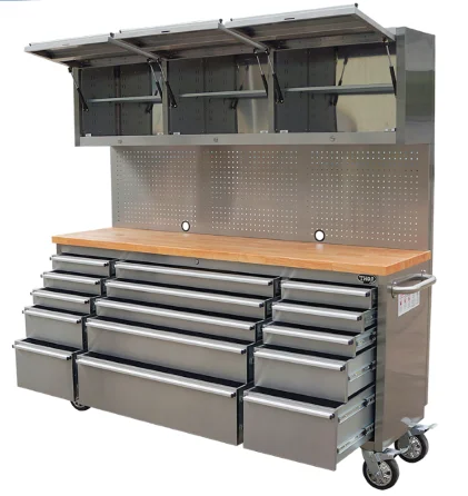 72 inch Worshop Garage Tool Chest Stainless Steel Tool Cabinet with Work Table