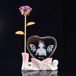 best sale souvenir glass rose Multiple sizes crystal rose for wedding gift