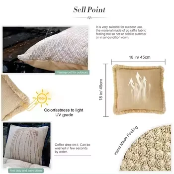 Factory Custom Outdoor Cushion Eco-friendly Material Woven Decorative Cushion Covers Luxury wave striped Pillow