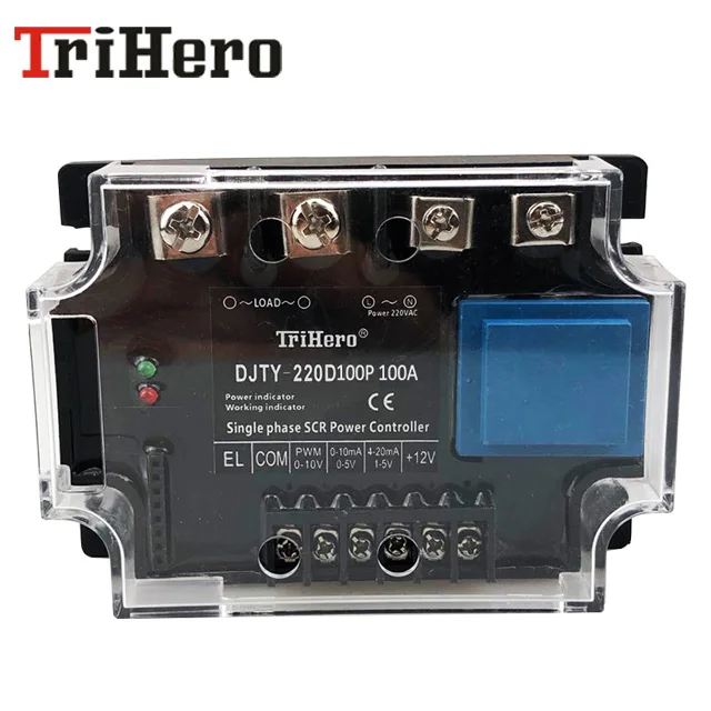 100A Расширенный однофазный кремниевый Тиристор регулятор мощности, SSR 4-20mA,0-10V,DJTY для нагревателя, печи и печки