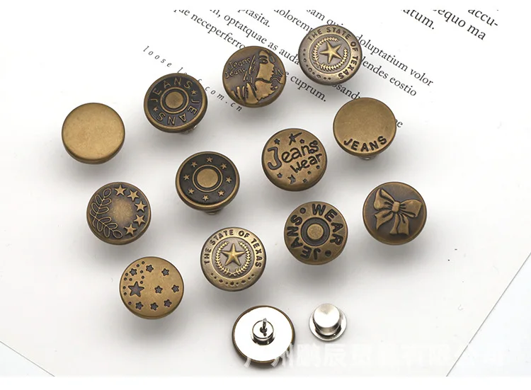 Manufacturers Wholesale Brass Metal Button Replacement Jeans Buttons No Sew Instant Detachable Clothes Buttons Pins For Jeans