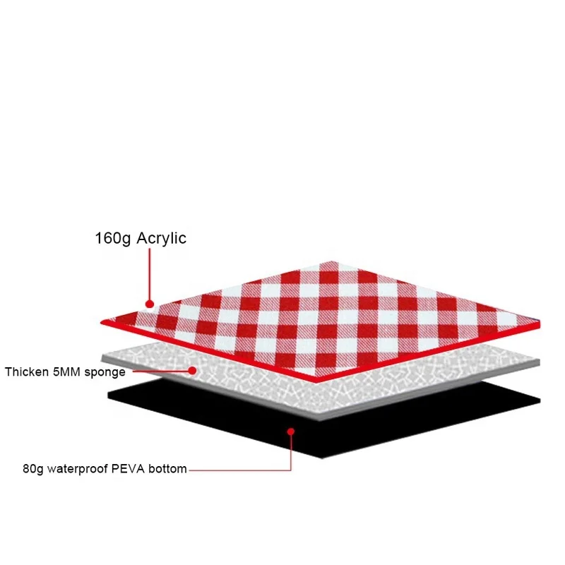 Sample Available Red White Plaid Outdoor Foldable Waterproof Picnic Mat Thicken Soft Portable Camping Travel Beach Blanket