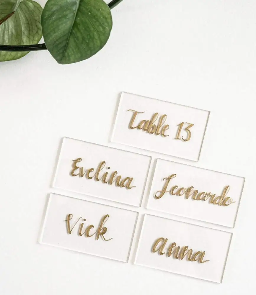 Clear Smooth Edges Rectangle Shape Blanks Acrylic Place Cards