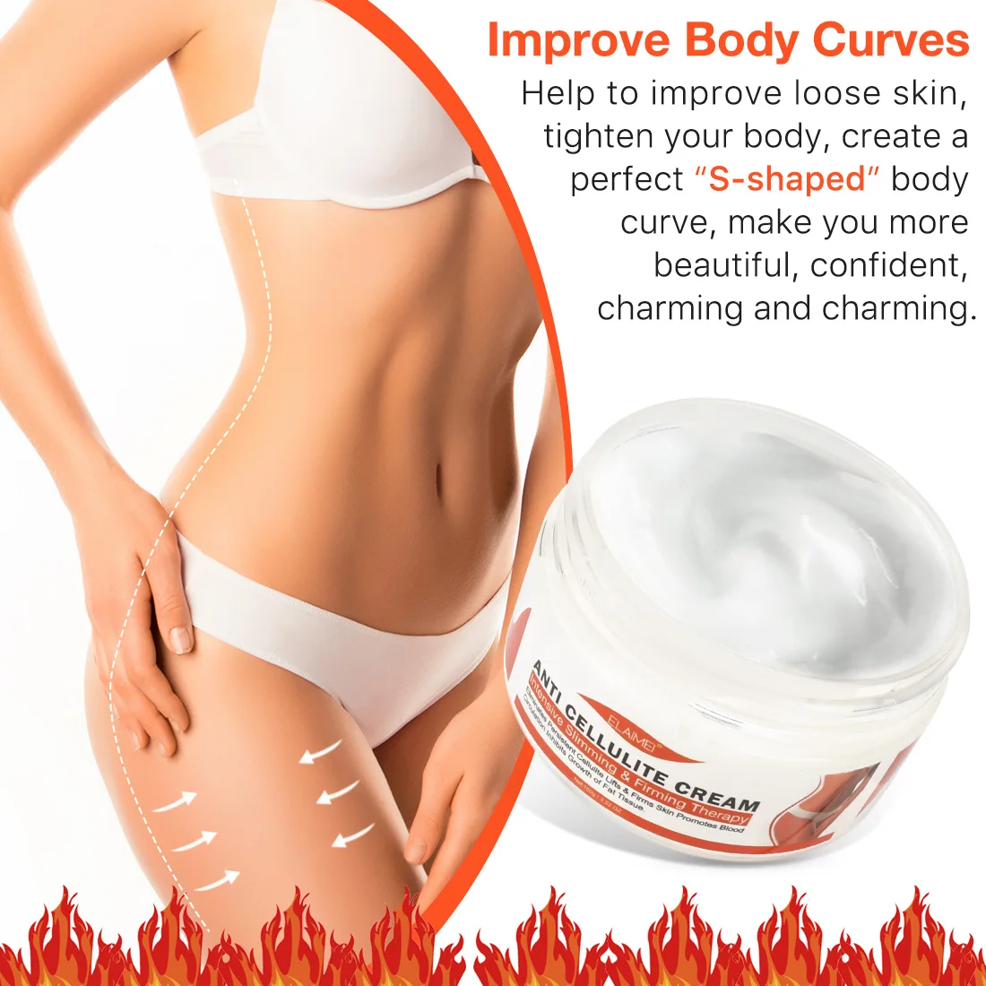 Custom Logo Body Weight Loss Arm Slimming Cream Gel Stretch Mark Burns Fat Anti Cellulite Cream for Tummy Waist Thigh Hips