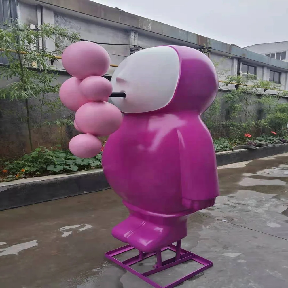 Aritificial modern art life size statue cartoon character bubble man home decoration resin fiberglass sculpture