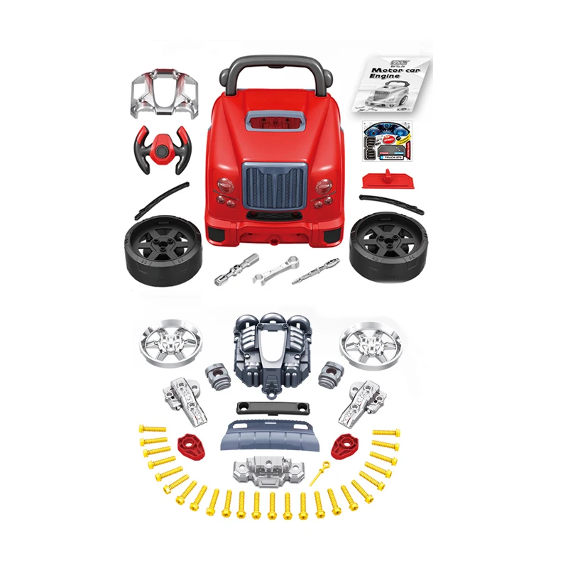 Bemay Toy  Kids Mechanic Repair Set,Big Builder Kit,Take Apart Motor Vehicle Pretend Play Car Service Station,Engine Work Shop