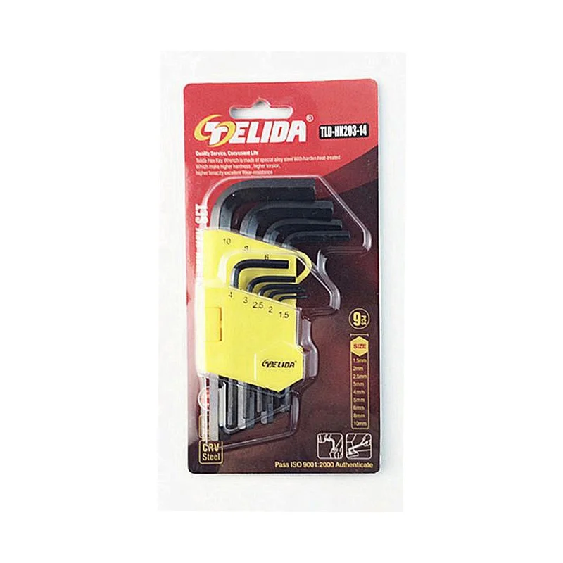 YUTE 9PCS Arm flat end short Hex Key& Black finish Allen wrench set