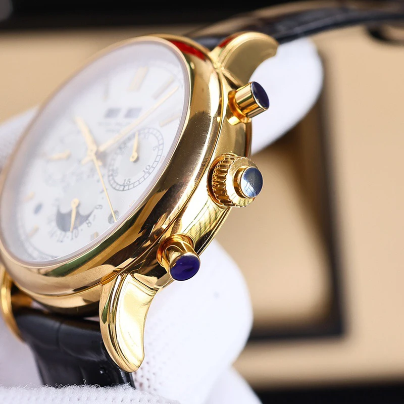 Мужские часы-хронограф с золотым сапфировым стеклом