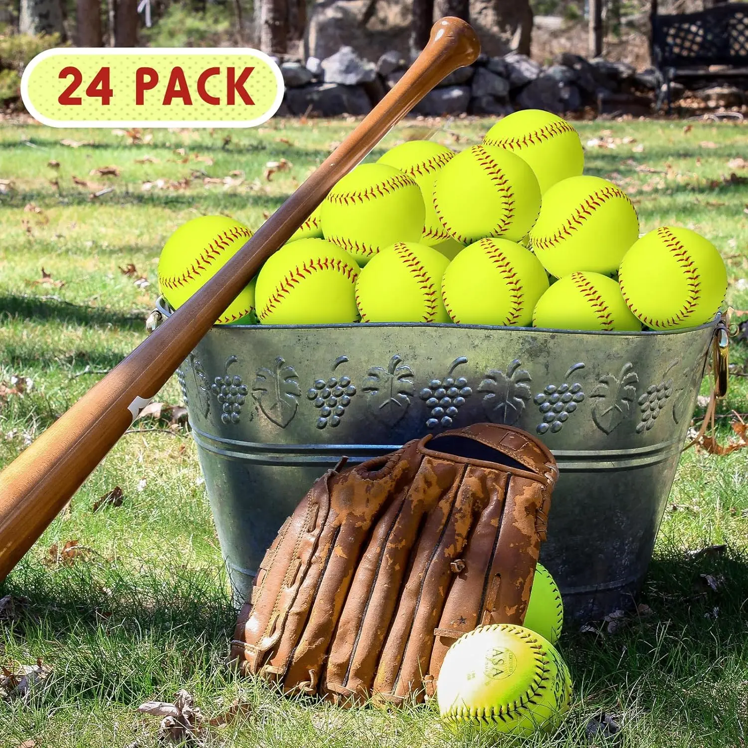 Softball 12inch Optic Yellow Synthetic Leather Cork Core Weston S300 Softball Balls