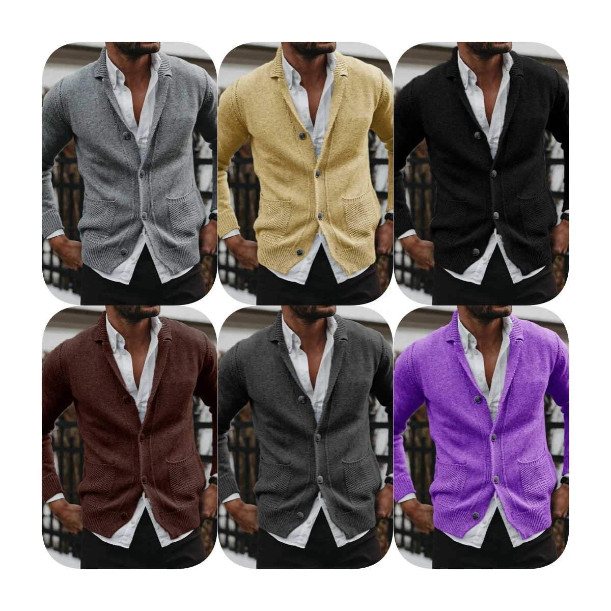 Europe and the United States sweater cardigan autumn and winter new solid color V-neck long sleeve pocket knitted sweater coat