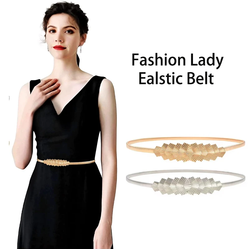 High Quality Summer Gold Skinny Metal waist Belt Elastic Designer Metal Chian Belt for Dress