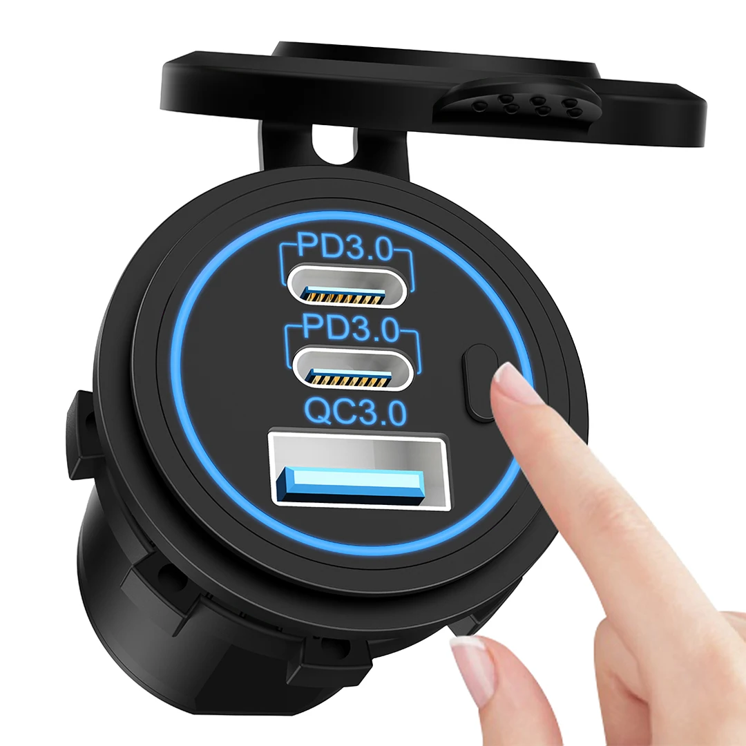 Водонепроницаемая розетка 12 В/24 В с двумя Usb-C Pd 30 Вт и 36 Qc3.0 Usb C для автомобиля гольф-кар лодка морской Автобус Грузовик Rv