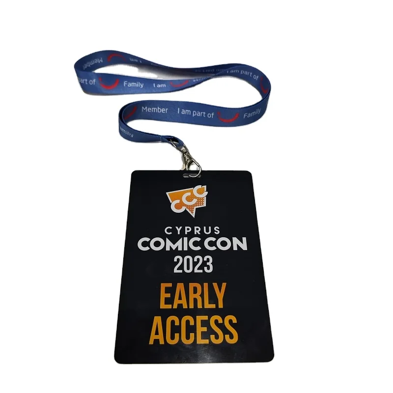Custom Logo PVC Events Expos Conferences ID Cards and Neck Lanyard, ID Badge holders, VIP Early Access Cards