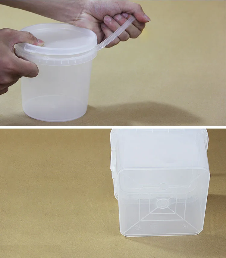 
8L Liter Thickened White transparent Large Square Plastic Bucket Container With Lids Food Grade 