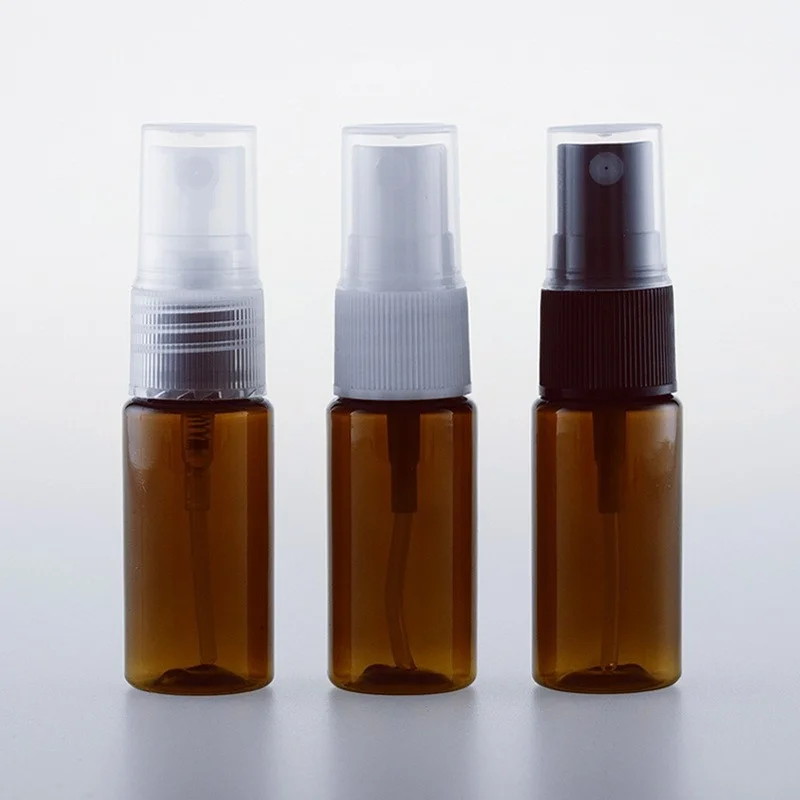 Eco friendly 20Ml Pet Round Plastic Spray Bottle Portable Frost Perfume bottle with black white clear pump sprayer