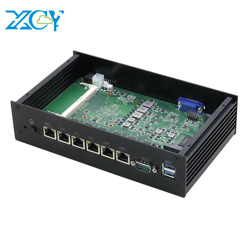 XCY безвентиляторный межсетевой экран i3 7100U 6 LAN pfsense Мини ПК поддержка aes-ni rackmount мини-маршрутизатор