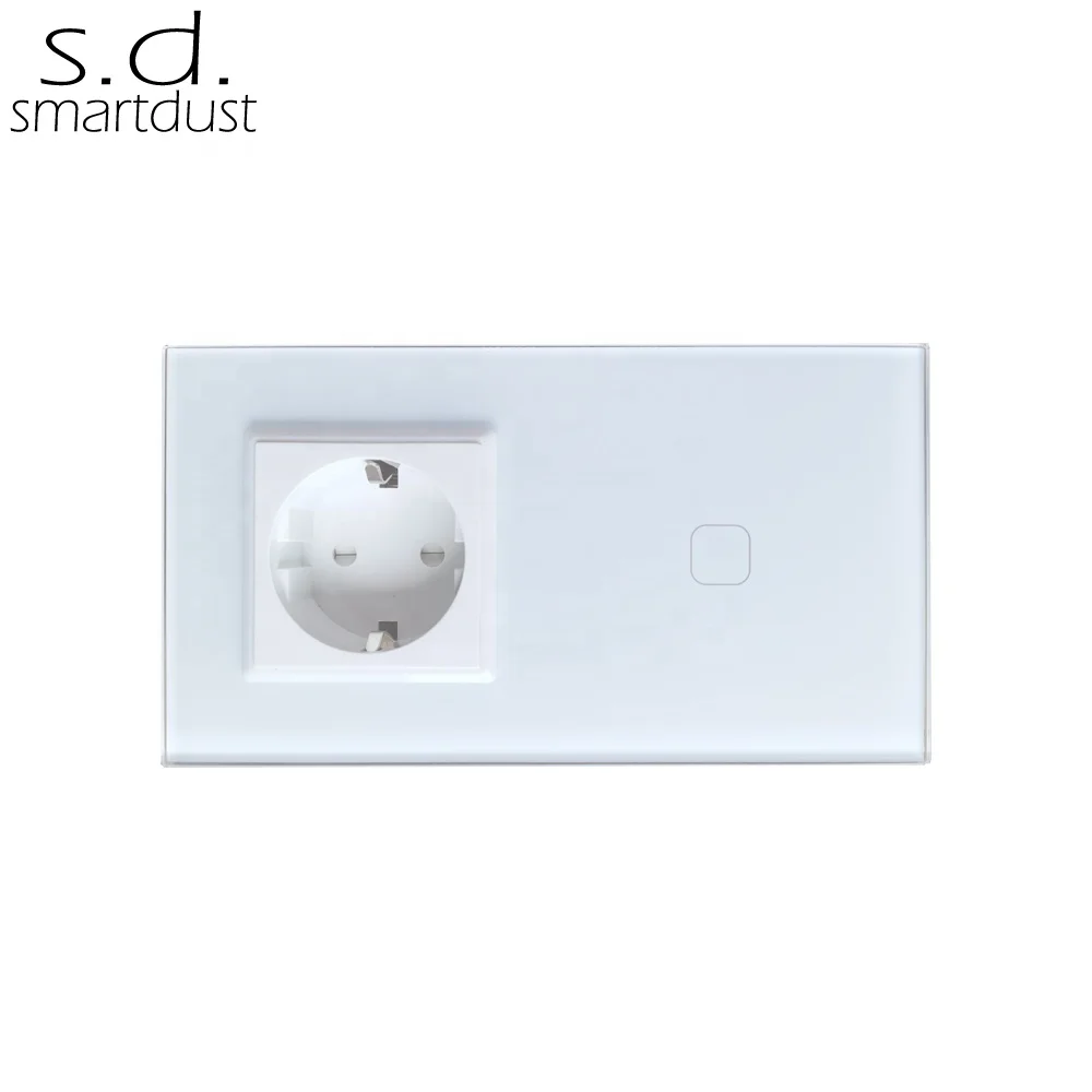 Smartdust Wenzhou электрическая стеклянная панель емкостный сенсорный настенный выключатель и розетка для