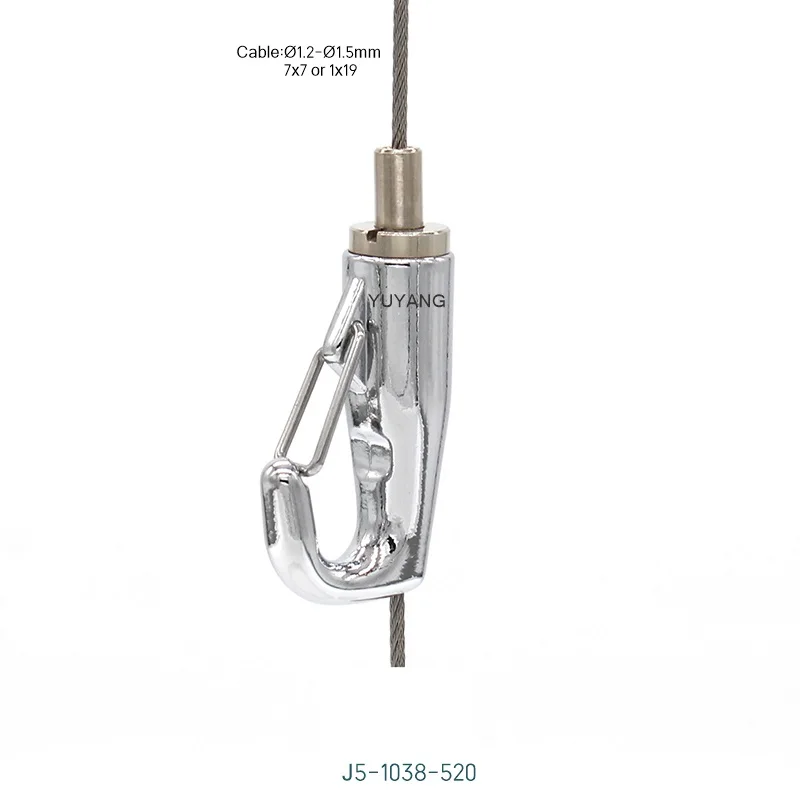 Suspension hanging kit steel wire snap hook chrome cable gripper for acoustic panel hanging kits