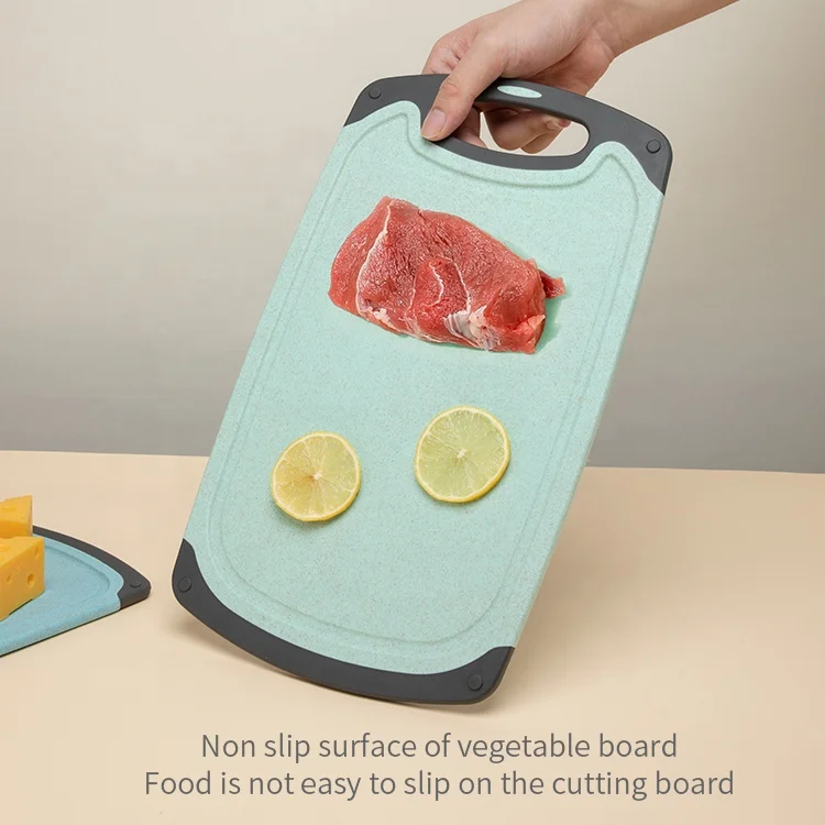 Eco Friendly Kitchen Cutting Boards Plastic 4Pcs Chopping Board Set With Non Slip Feet And Drip Juice Groove Easy Grip Hand