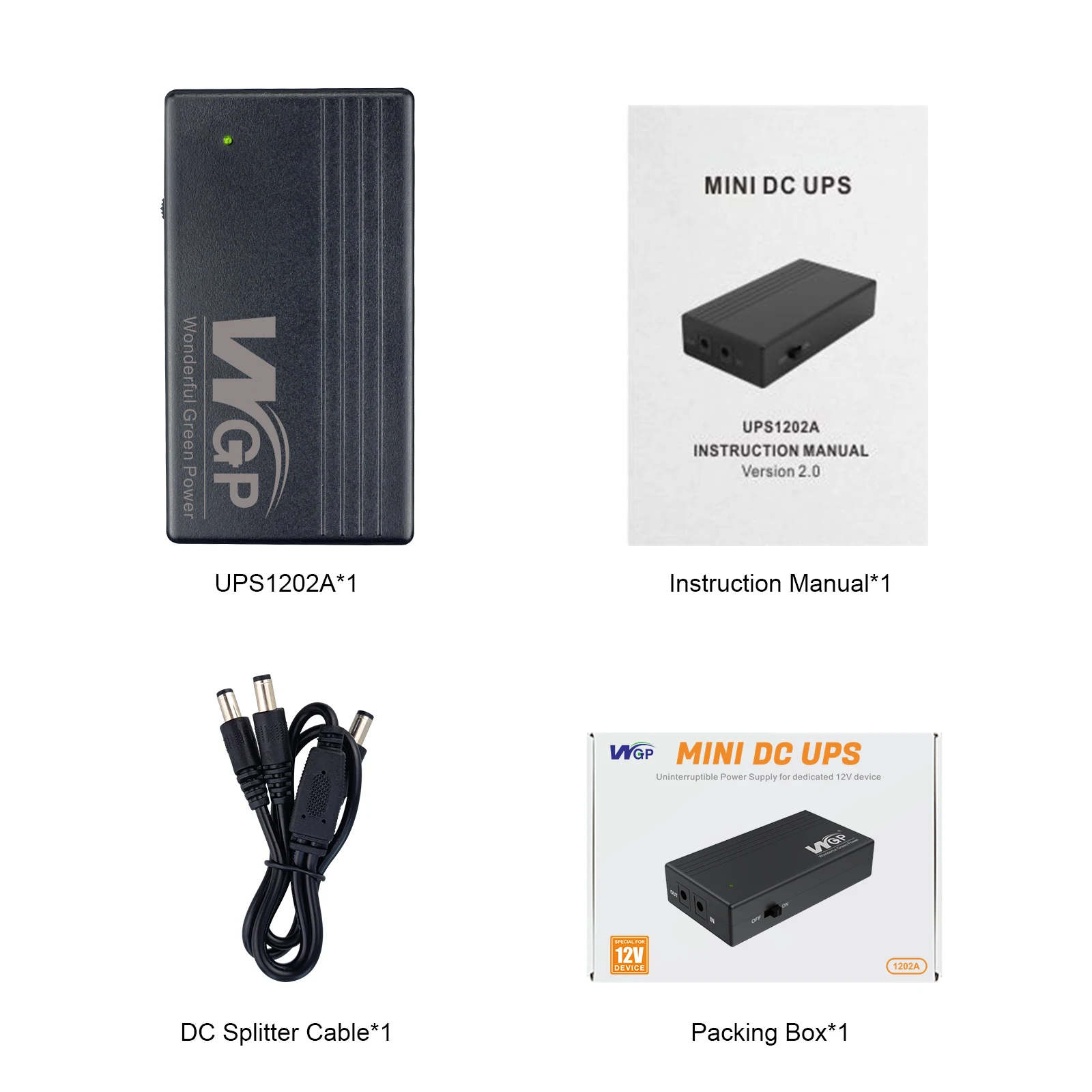 WGP Cost Efficient Battery Backup 12V 2A Uniterruptible Power Supply Power for Modem IP Camera WiFi Router