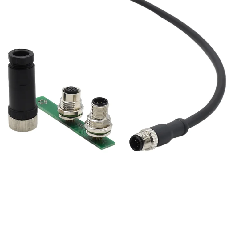 Camera Supplier Manufacturer 8 12 Pin Male Female Waterproof Cable Plug Socket Connector M12 Wire Cable Panel Mount Connector