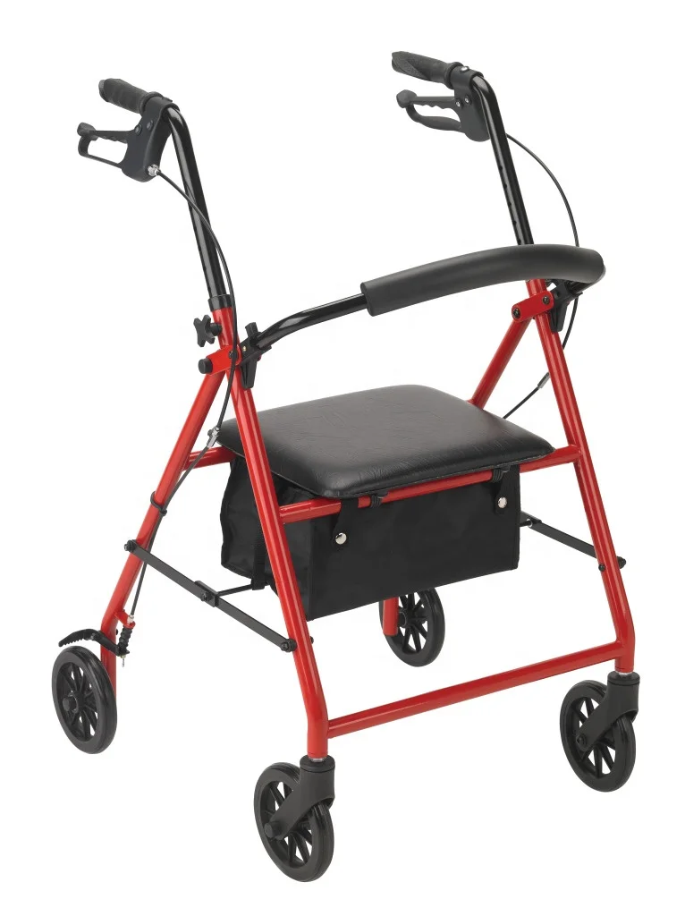 
High Quality Mobility Aid Lightweight Folding Steel Rollator Walker Frame For Disabled RO538S 