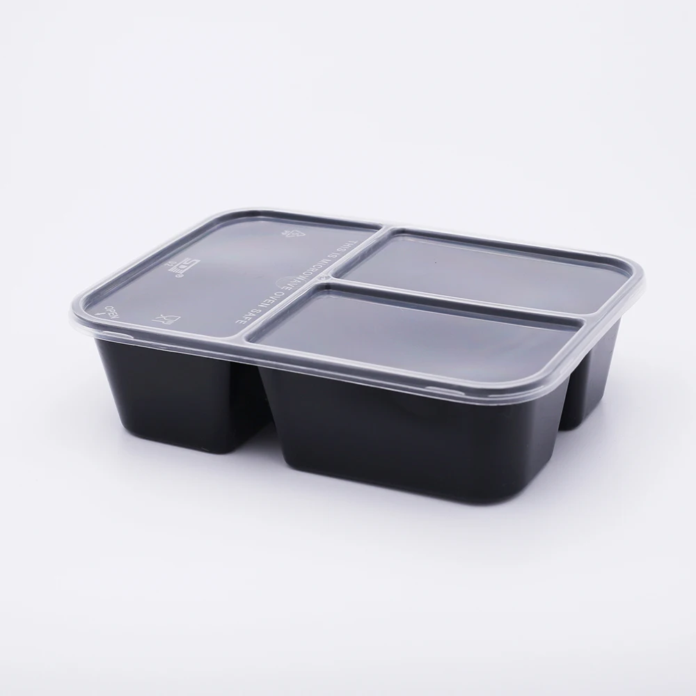 3 compartments oven safe food container lunch box wholesale disposable plastic meal prep container for takeout