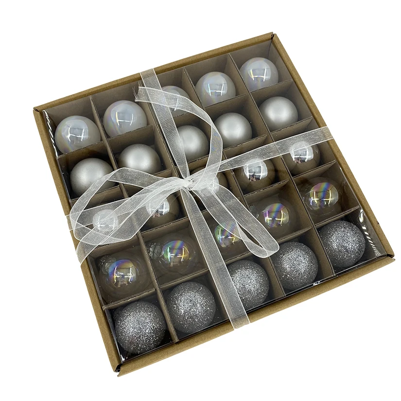 
Clear Bulk Solid Karft Box with PET Lid Glass Christmas Tree Ball Ornaments 
