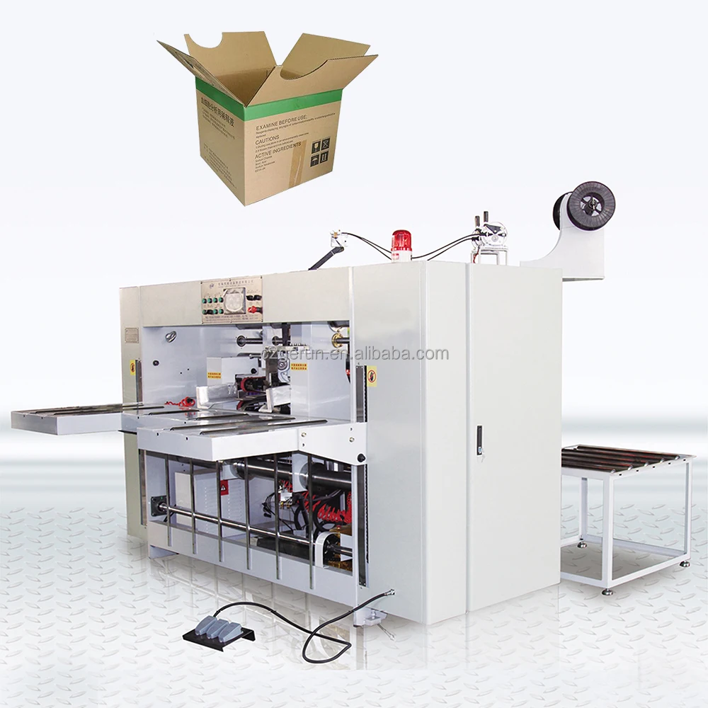 Corrugated carton semi automatic stitching machine box stapling or stapler machine