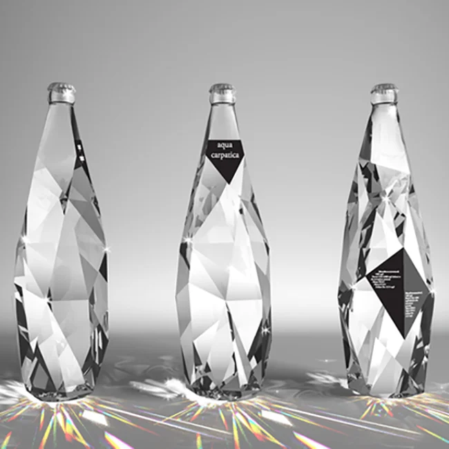 Wholesale Creative Special Designed 500ML 1000ML Beverages Glass Crystal Rhombus Shape Mineral Water Juice Bottle
