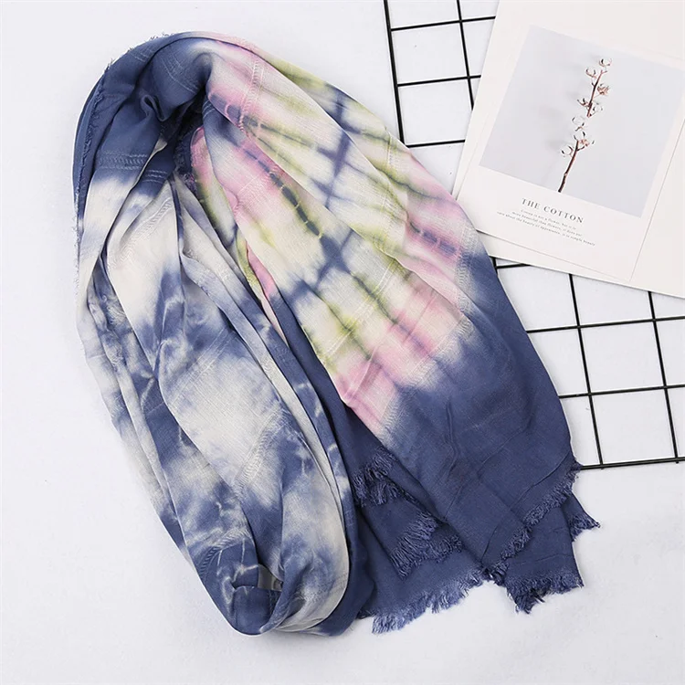 HEFT BOOOGE High Quality Traveling Tie Dye Muslim Hijab Head Scarves Viscose Beach Shawl Long Scarf