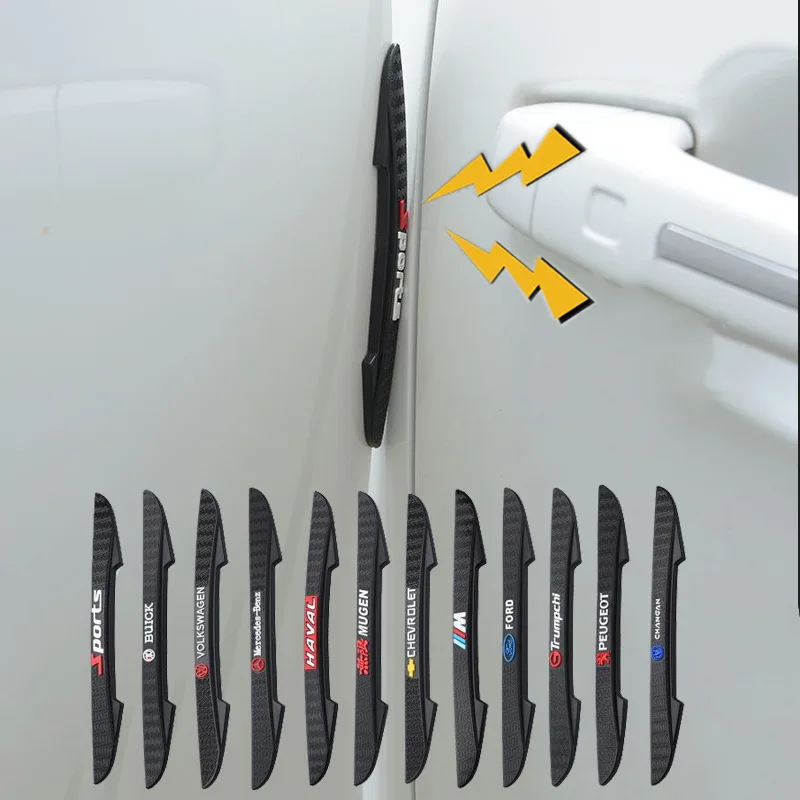 2025 4pcs Car Logo Rubber Guard Anti Scratch Sticker Car Side Door Edge Guards Protector For All Auto Vehicle SUV