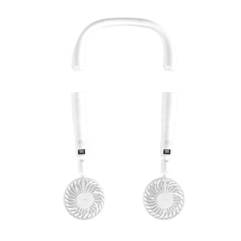 Small USB Personal Hand Free Leafless Neckband Lazy Hanging Fan, Necklace Cool Rechargeable Bladeless Mini Portable Neck Fan