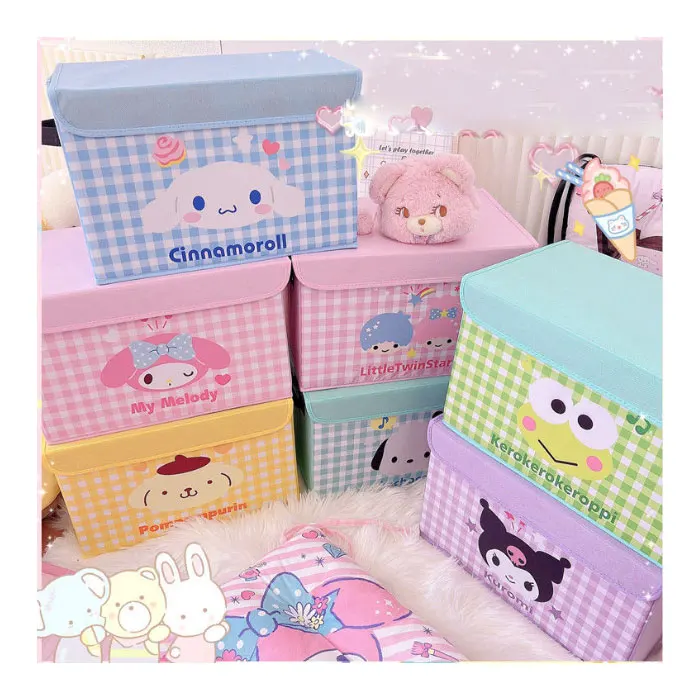 Folding non-woven storage boxes with lid and handle good price support custom
