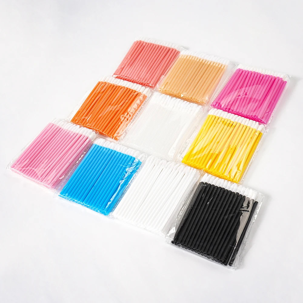 Lash Cleaning Microswab Mascara Colorful 50pcs per bag Disposable Lip Brushes Make Up Brush Lipstick Lip Gloss Wands Applicator