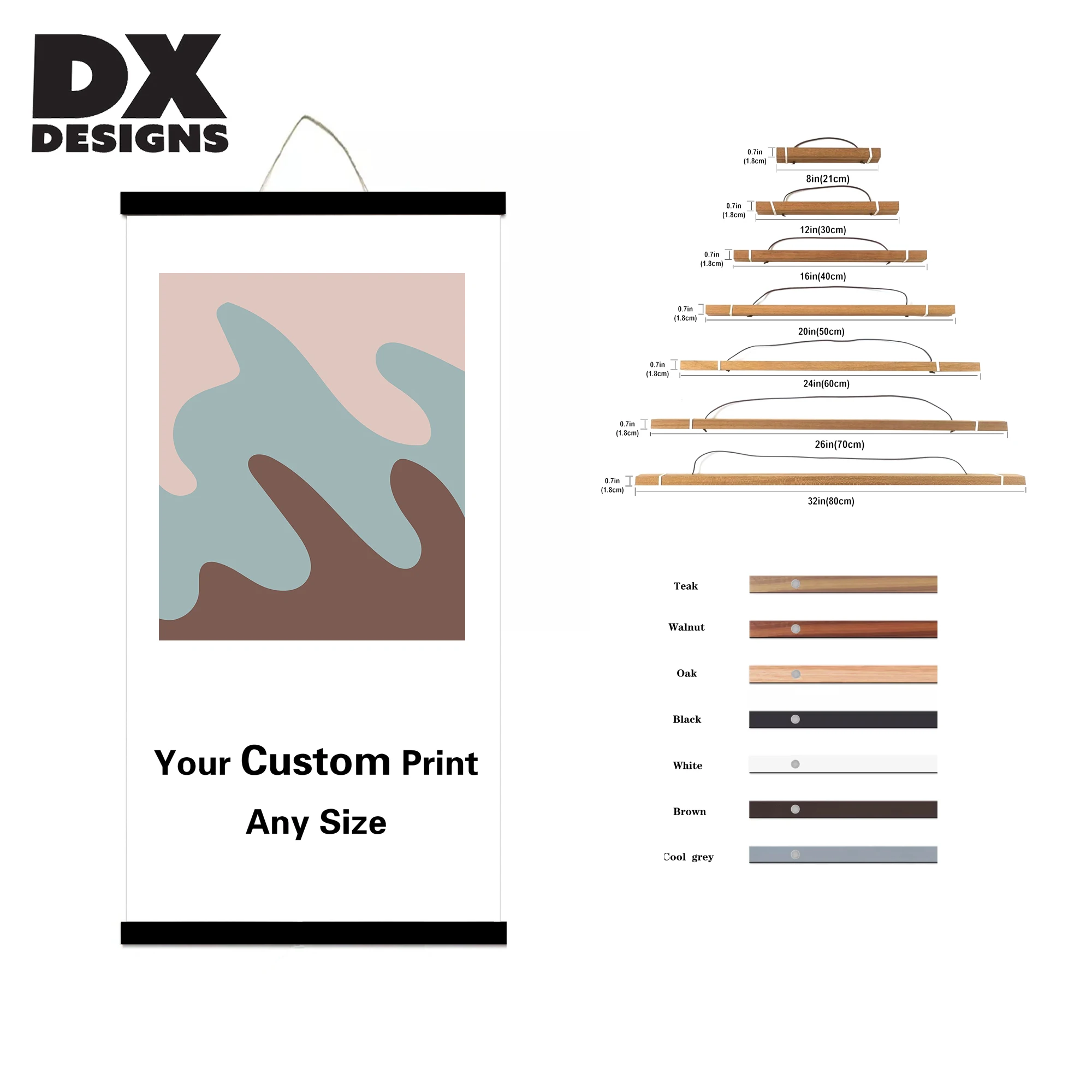 Магнитная вешалка для плакатов, деревянная Магнитная подвеска на холсте