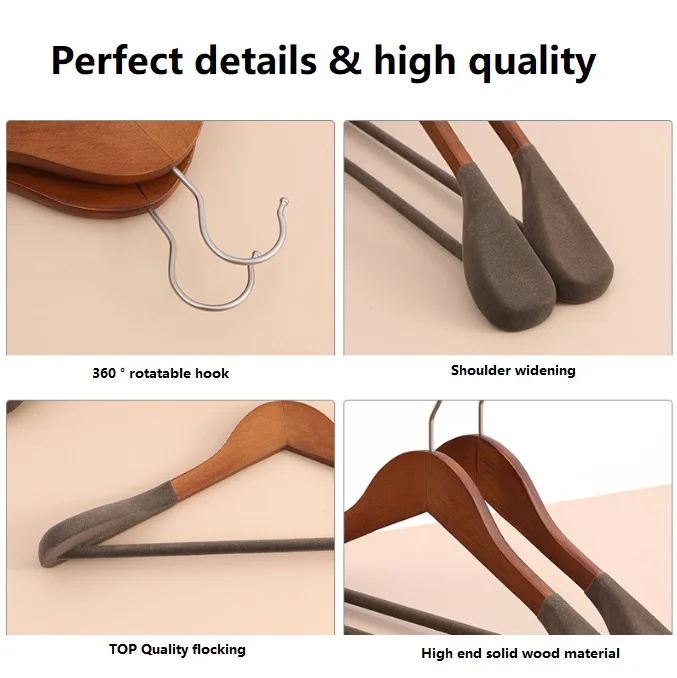 Modern High quality Wholesale Hotel men suits coat velvet luxury wooden hanger for cloths