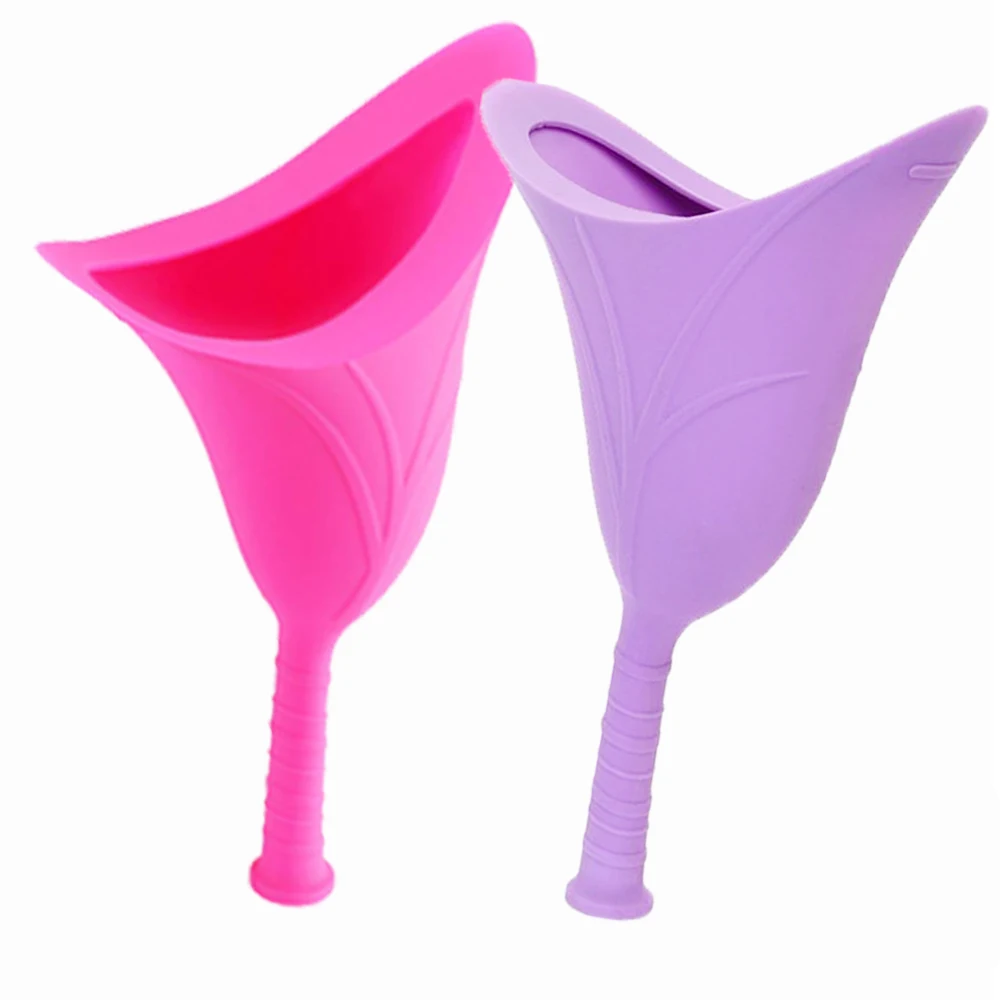Female voiding device Female voiding silicone funnel urine cup Reusable female voiding funnel Outdoor Activities Camping (pink)